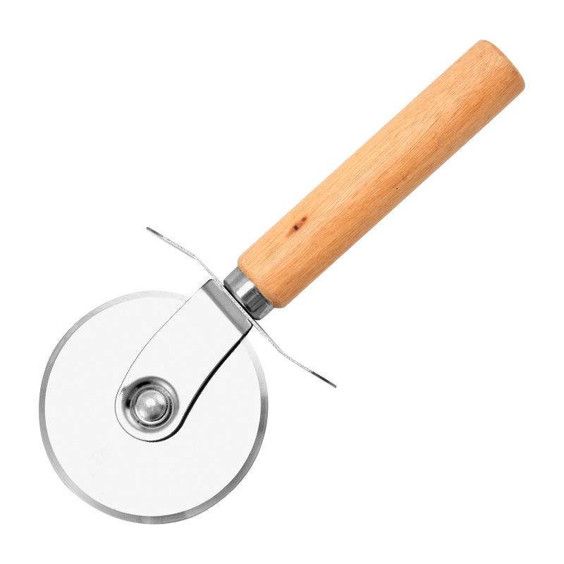 Wooden Handle Stainless Steel Pizza Cutter and Pastry Slicer
