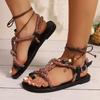 Fashion Flat Sandals for Women New Summer 2025 Knitted Non-slip Sandals Casual Comfortable Women Beach Roman Shoes Sandalias De Mujer