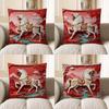 2D White Horse With Red Lanterns Throw Pillow Cover Pattern Cushion Cover Suitable For Sofa Bedroom Car Pillow Cover