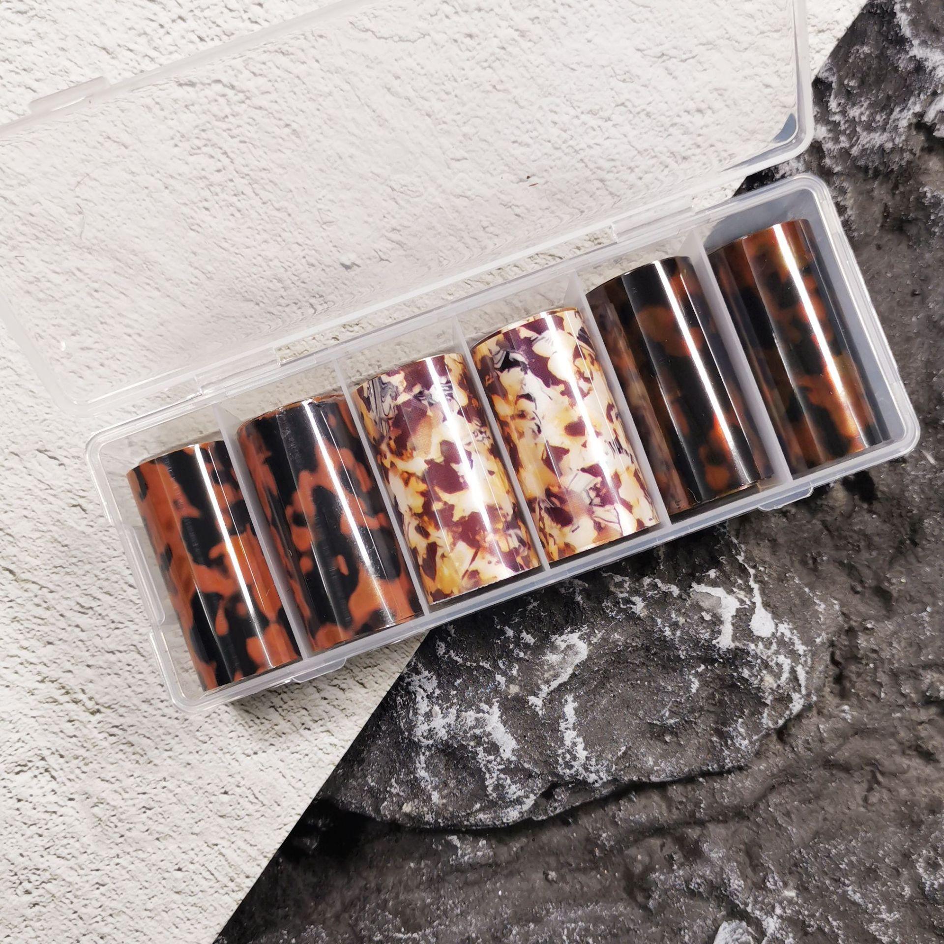 Winter Autumn Starry Sky Tortoiseshell Amber Leopard Stickers Nail Foil 01