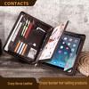 Multifunctionele Apple Laptop Tas van Crazy Horse Leer met Beschermhoes voor 12,9-inch iPad, biedt ruimte aan A4-papieren.