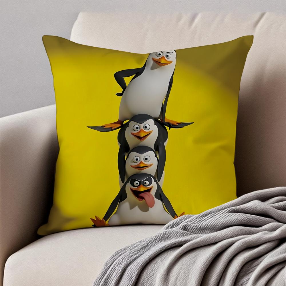 Die Pinguine von Madagaskar Kissenbezug Kissenhülle Milbenschutz Unsichtbarer Reißverschluss Kurzer Plüsch Sofakissen