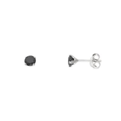 LOVA LOLA VAN DER KEEN - Black Solitaire Earrings - Prestige Jewelry - Synthetic Diamond - Sterling Silver 925 Thousandths