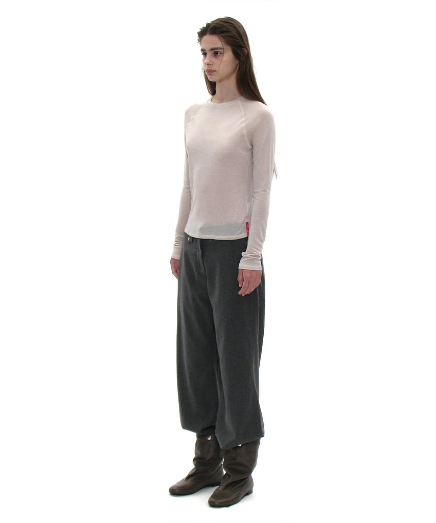 PARTIMENTO WOMEN Pwc Sheer Raglan Long Sleeve Tee_Ecru