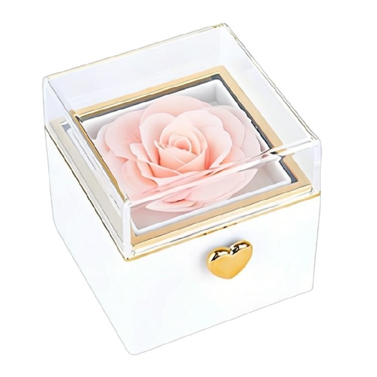 

Innovative Revolving Ring Box with Beautiful Flower Charm Jewelry Presentation Case Suitable for Special Surprises белый