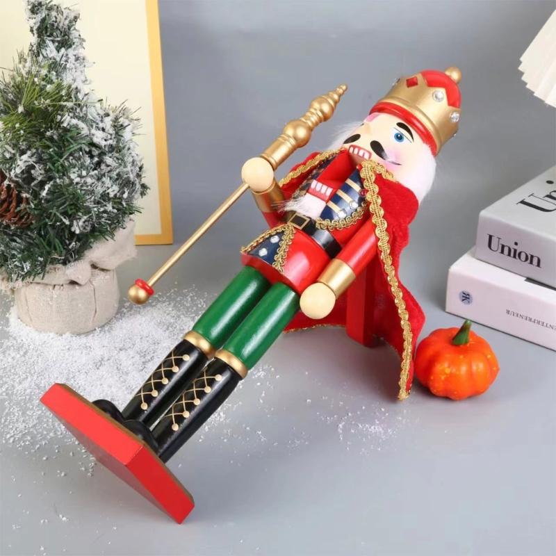 Weihnachts-Nussknacker-Ornamente Holzsoldaten-Puppe mit Umhang Ornament für Zuhause Küche Bücherregal Partydekoration