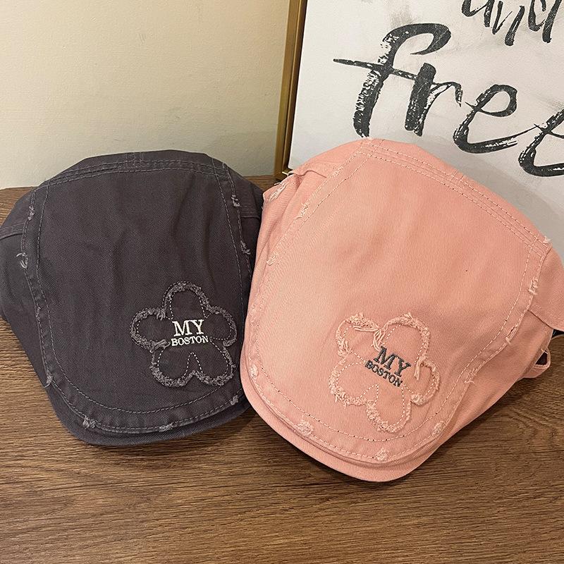 American Retro MY Embroidered Hat Women's Front Hat Autumn and Winter Casual and Versatile Beret Trendy and Fashionable Newsboy Hat for Men
