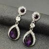 1 Pair Women Shining Rhinestones Drop Earrings Waterdrop Shape Tassel Sparkling Dangle Earrings Jewelry Gift