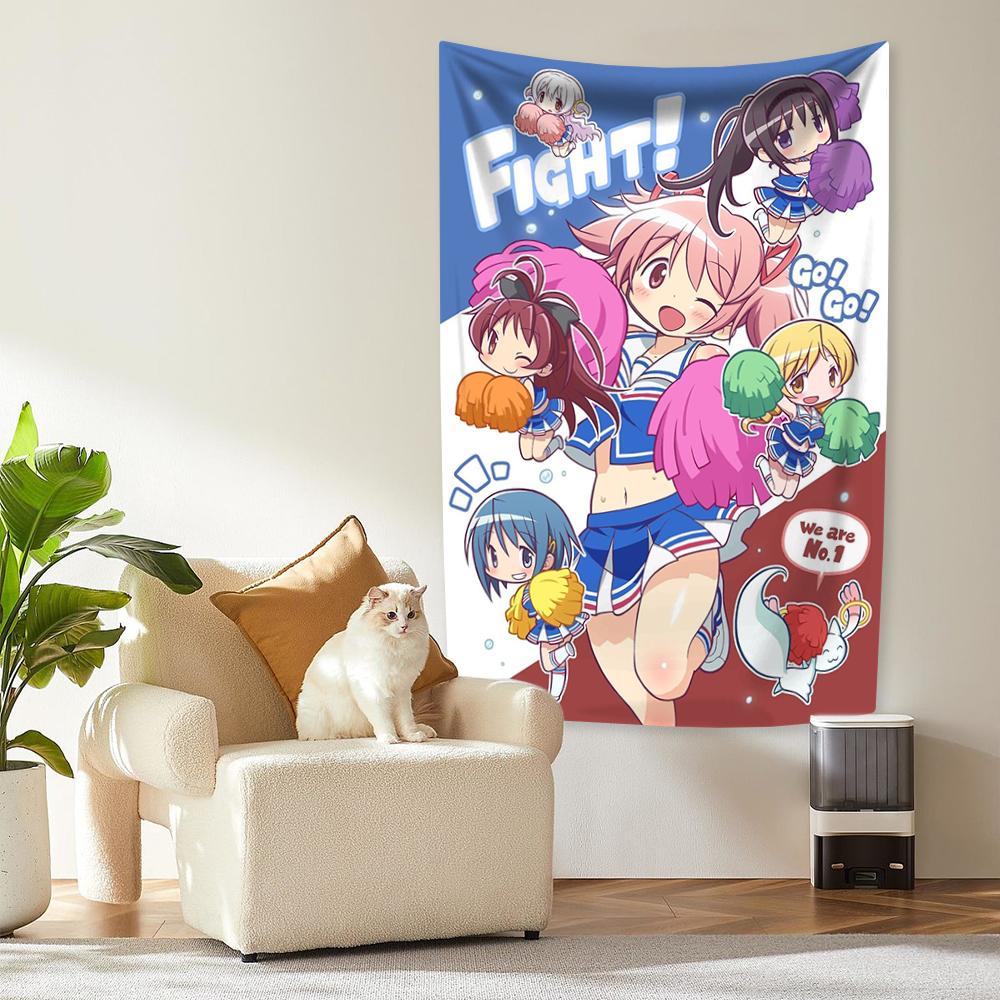 Classic Japanese Anime Puella Magi Tapestry Madoka Magica Hanging Bohemian Tarot Hippie Wall Rugs Bedroom Dorm Background