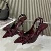 Spring Sexy Butterfly-knot Slingbacks Ankle Buckle Strap Woman Pumps Sandals Pointed Toe Thin Heels Party Prom Shoes