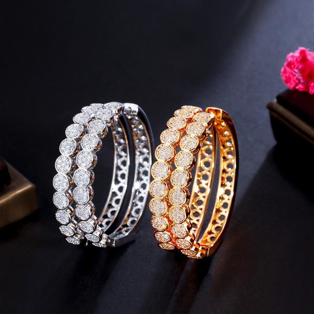 Light Luxury K Gold Jewelry Full Of Diamonds, Large Circle Earrings, Slightly Inlaid Zircon Women'S Earrings.