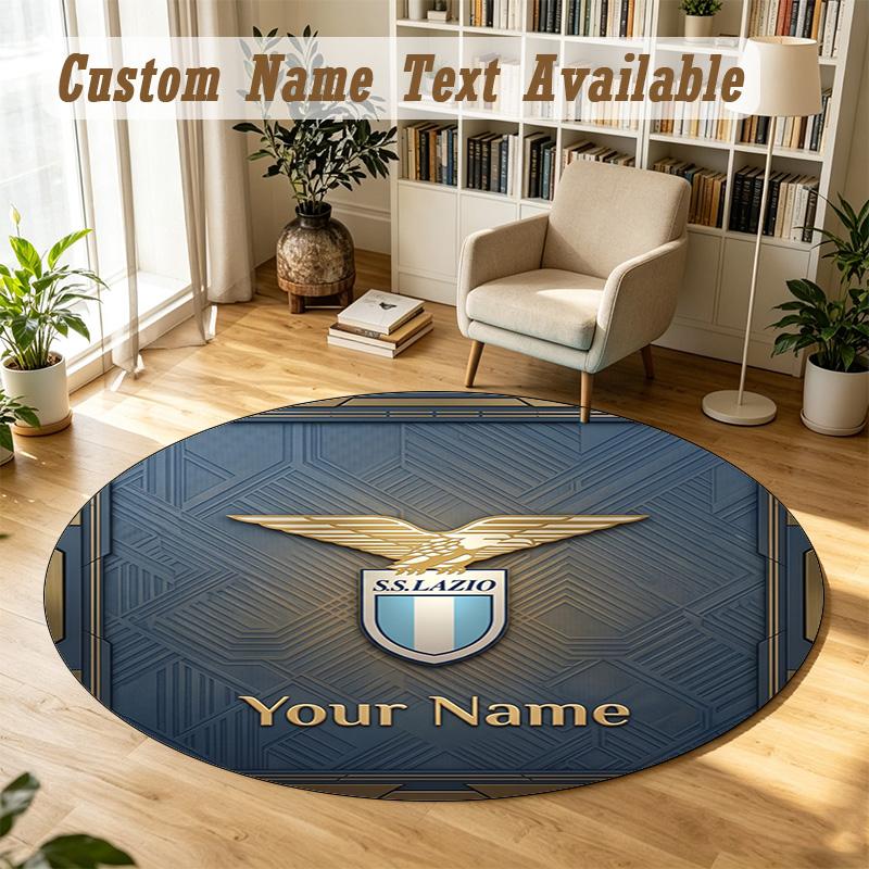 Round Rug Custom NameLazio FC Pattern Non Slip Carpet Home Floor Decor
