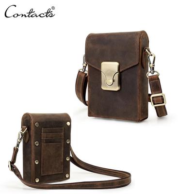 CONTACT'S Crazy Horse – sac à bandoulière en cuir pour hommes, petit sac à bandoulière décontracté pour hommes, sac à bandoulière de bonne qualité pour téléphone portable