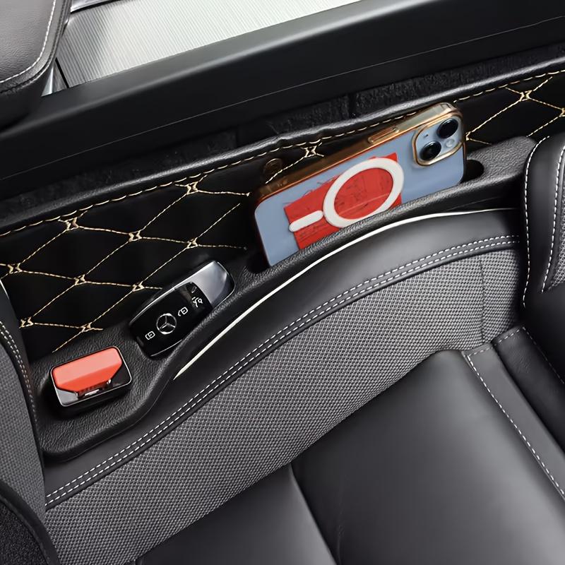 2Pcs Universal Car Seat Gap Filler with Storage, Leak-Proof Sealing Strip for Phone & Keys