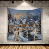 1pc Christmas Tapestry for Living Room Bedroom Office Wall Hanging Country Snow Scene Print Home Decor Room Decor Party Decorati