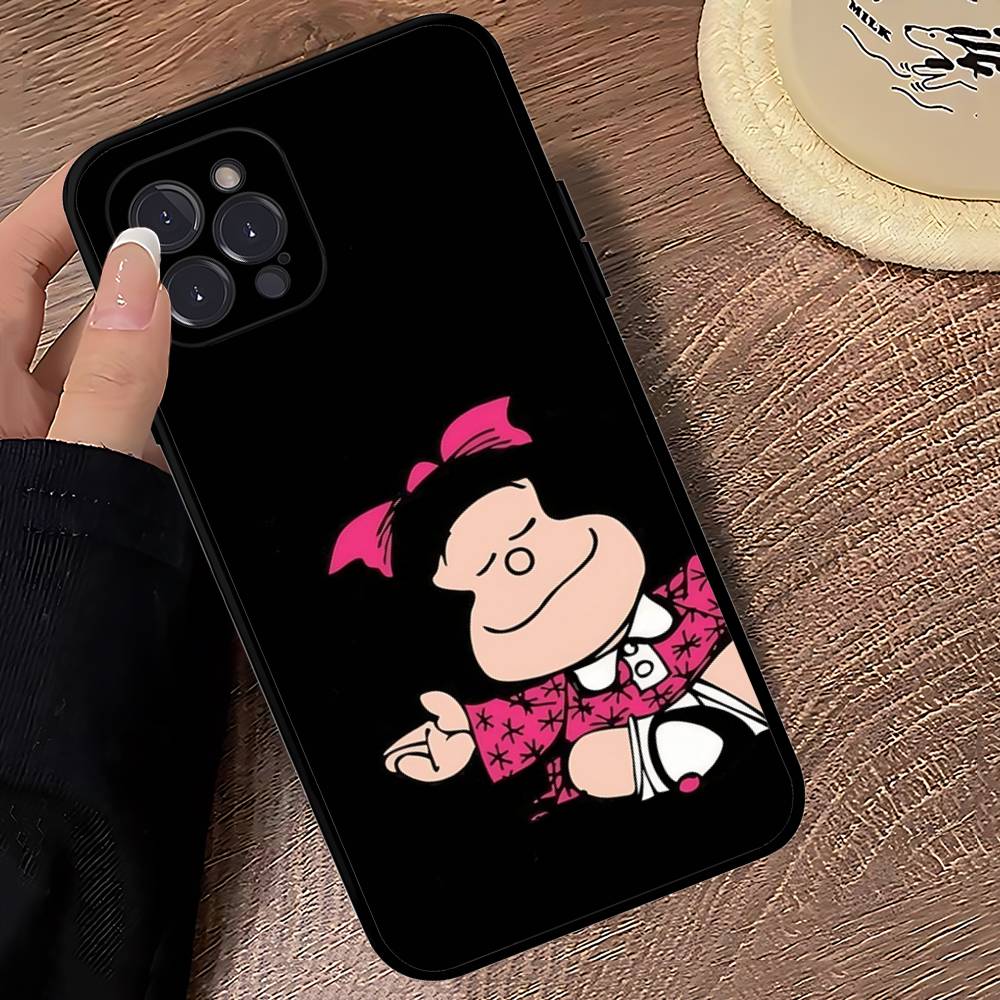 Hot Mafalda Phone Case For iPhone 16 15 14 13 12 Mini 11 Pro XS Max X XR SE 6 7 8 Plus Soft Silicone Cover