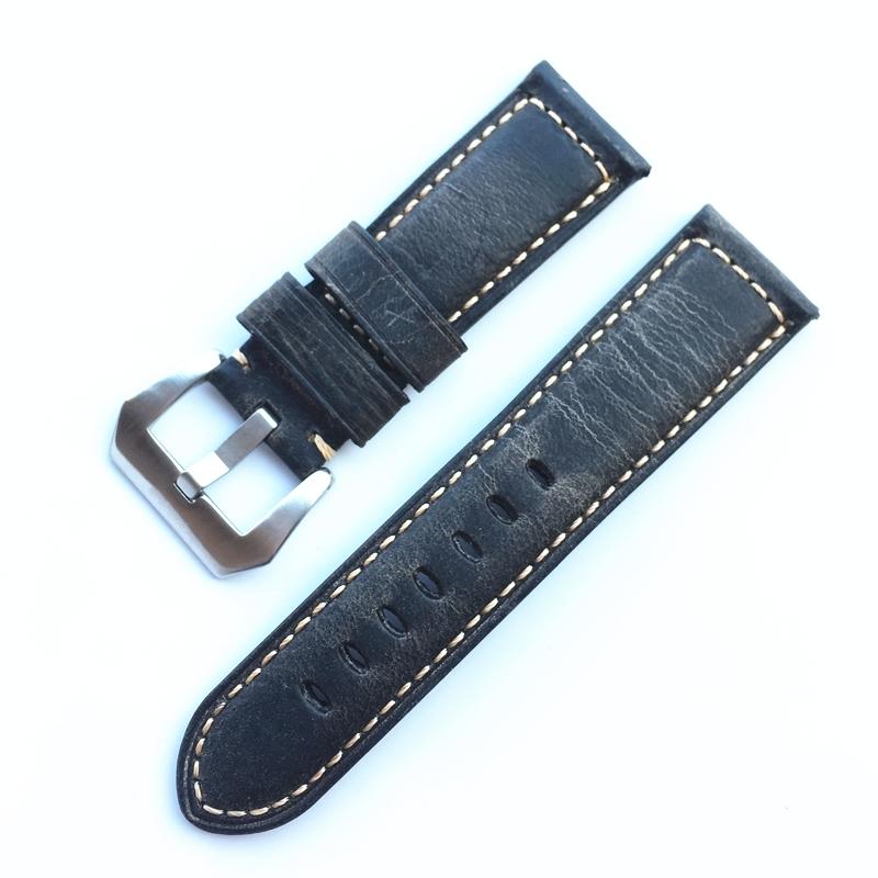 Handgemachtes Retro 22mm 24mm 26mm rauchgraues Crazy Horse Echtleder Armband Armband ersetzen für PAM Panerai Uhrenarmband