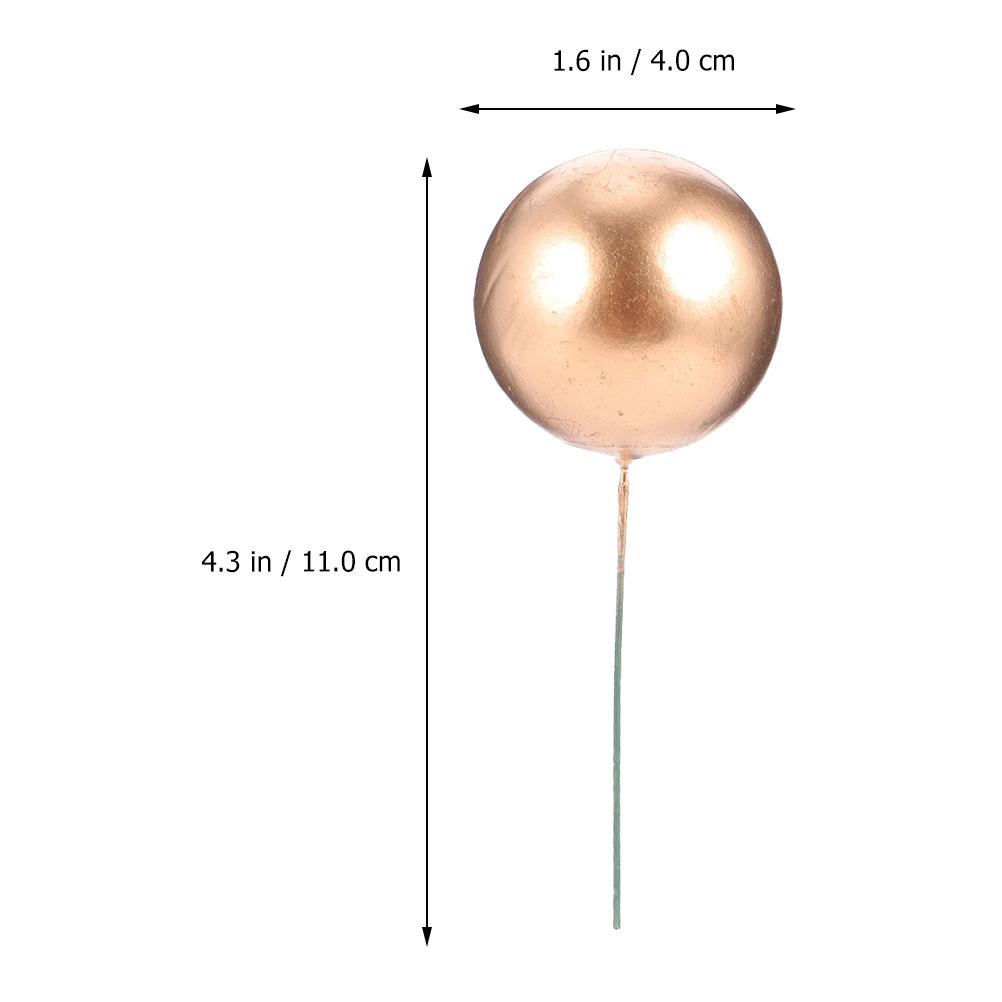 

Cake Inserts Topper Balls Gold Foams Dessert Cupcake Picks Decoration Mini Balloon Shape for Birthday Party золотистий