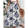 Summer Women's Skirt High Waist Elastic Waist Two-wearing Flower Print Black Vacation Party Beach Skirt