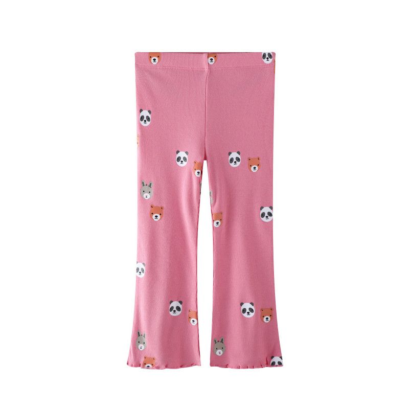 European and American Autumn New Style Girls' Flared Pants Baby Leggings Knitted Outerwear Long Pants Elastic Cotton Children's Pants
