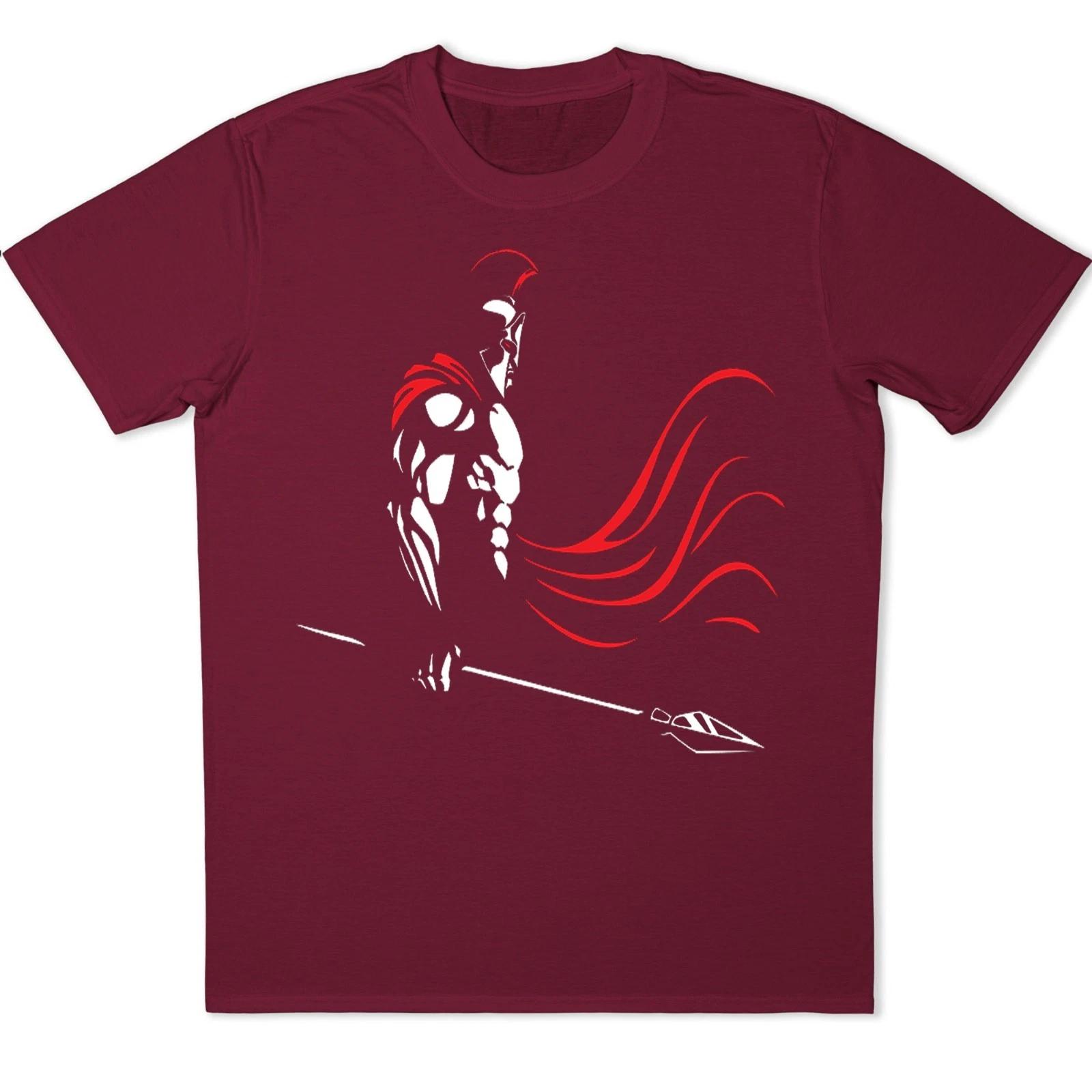 Spartan Warrior Gym T-Shirt Gladiator Helmet Spear Training Fitness Workout Tee XS