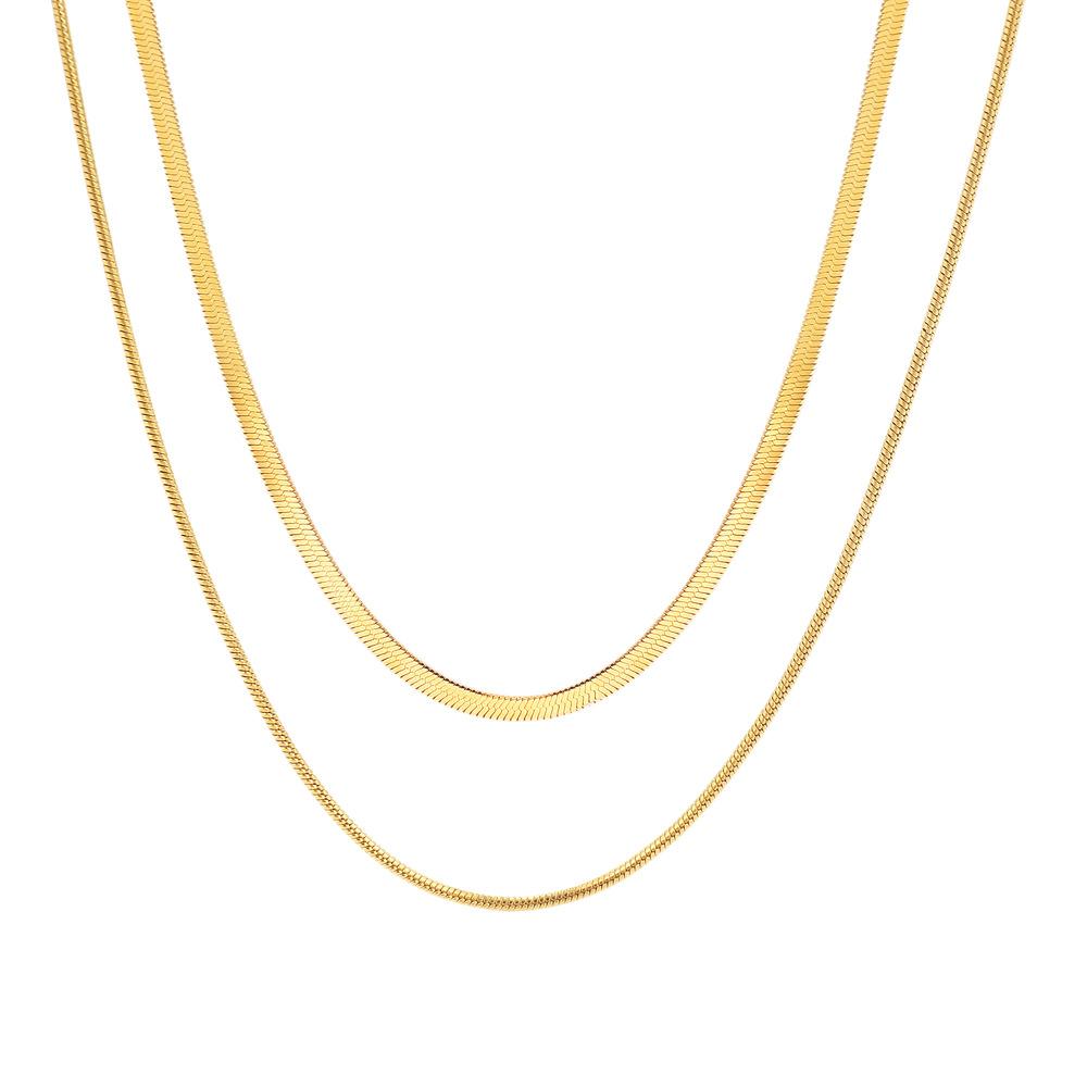 Double Layer Titanium Steel Gold Snake Bone Light Luxury Versatile Clavicle Necklace