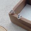 S999 Sterling Silver Korean Style Heart Stud Earrings for Women - Simple, Versatile, Textured Design