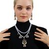 Double-layer Pearl Tassel Bell EarringsNecklace Set Courtly Style Jewelry