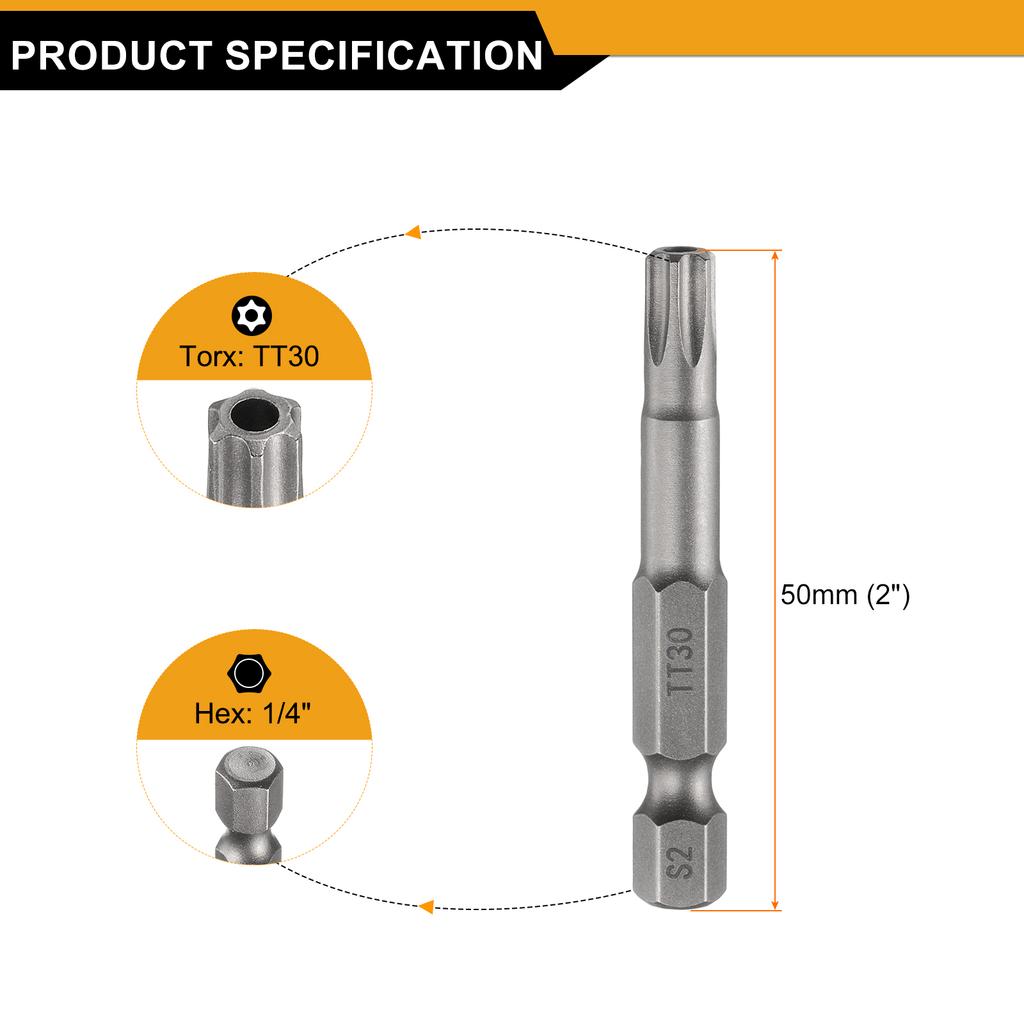 1/3/5pcs TT6-TT50 Security Torx Head Screwdriver Bit 1/4" Hex Shank Magnetic Tamper Proof 6 Point Star Screw Driver Drill Bits