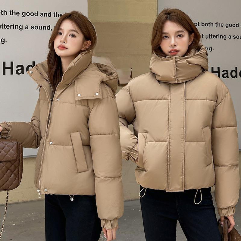 Winter new fluffy hooded bread short cotton clothes women's thickened loose small short coat batch