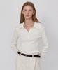 Leusejiem Ribbed Panel Classic Collar T-Shirt - Cream