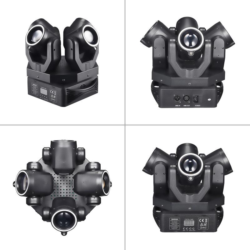 150W LED Beam Moving Head Light Red Green Laser Disco Light Four Head Rotating Lamp Remote Control for DJ Party Birthday