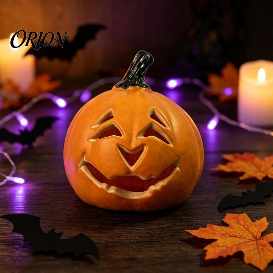 Halloween Atmosphere Light Creepy Pumpkin Light, Jack-O-Lantern Decoration, Scary Warm Glow Lamp Hollow for Indoor Outdoor Holiday Parties Smiling