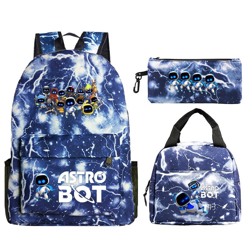 Game Astro bot peripheral printing fashion primary and secondary school students schoolbag three-piece set multi-function large capacity