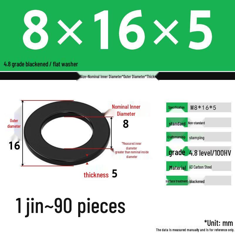Blackened Enlarged Thickened Metal Washer - M3-M42