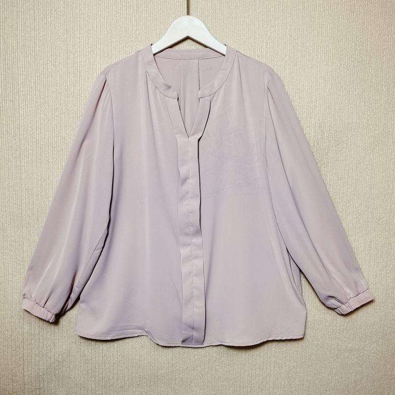 

Foreign Trade Orders Exported to Japan Tail Goods V-neck Chiffon Long sleeve Pullover Shirts Women Solid Professional Commuter Versatile Top Small Man Lotus root starch color micro-dyeing M