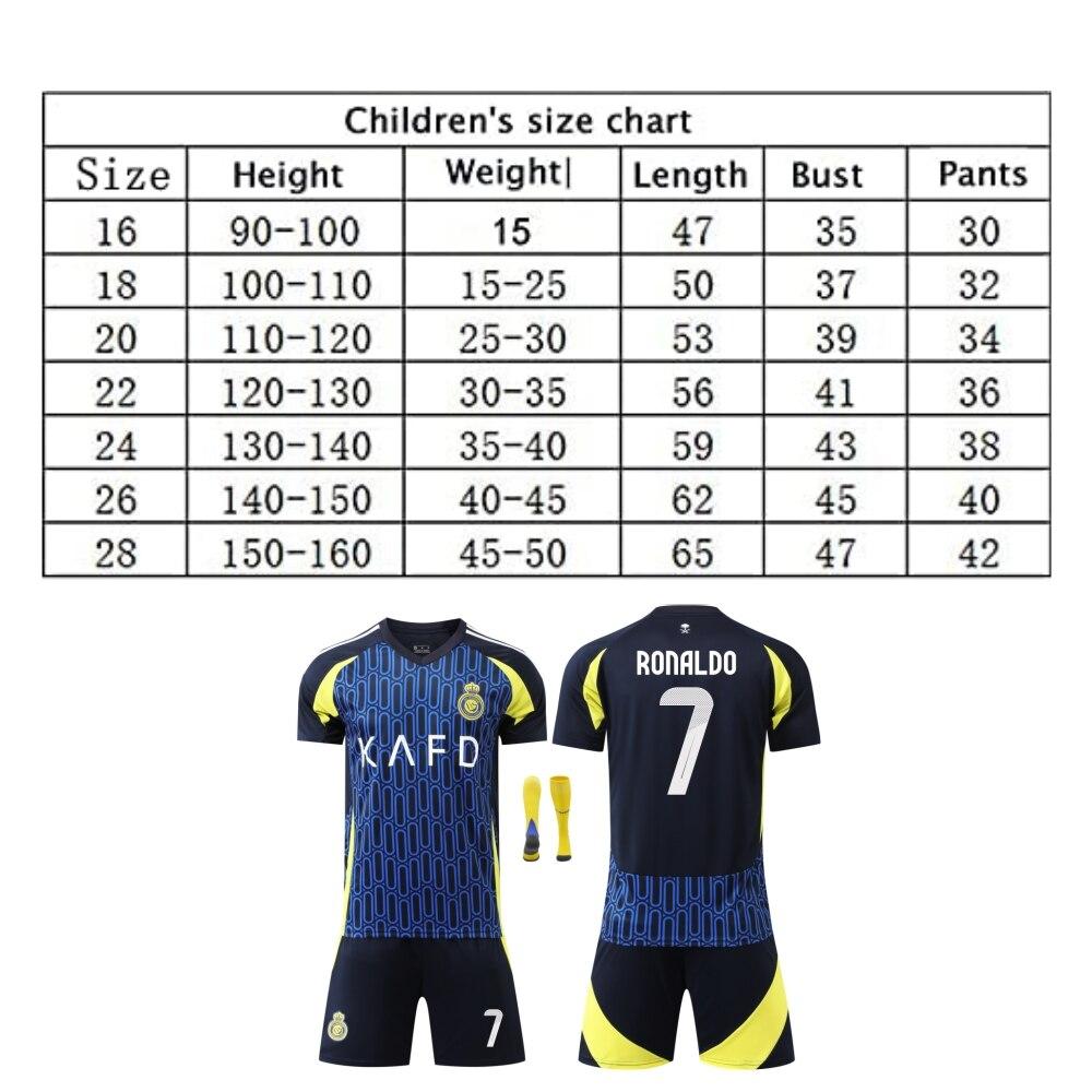 Kids Saudi Ronaldo Football Jersey Suit Sports Equipment Blue Youth Soccer Training Kit