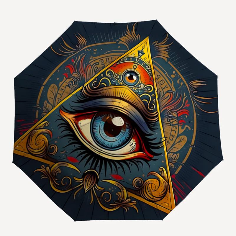

1pc EYE OF PROVIDENCE Automatic Opening/closing umbrella, Reinforced 8-Rib Construction, Compact Travel Umbrella yy250808164