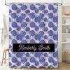 Beautiful Blue Tropical Leaf Shower Curtain with Personalized Name for Bath Decor Quick Ship