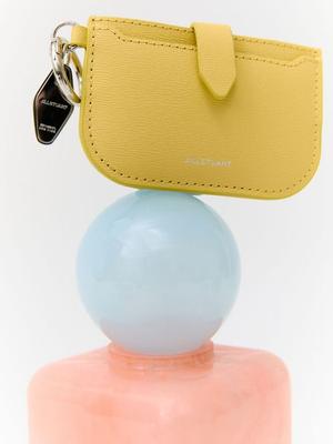 JILLSTUART [Bow 2] [Keyring Included] Light Yellow Cowhide Leather Card Wallet and Charm JAWA5F234Y1