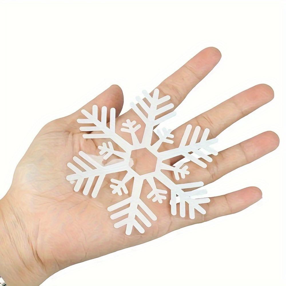 Snowflake Window Clings - Electrostatic White Snowflakes For Christmas & Winter Door Decorations Snowflake Ribbon Wired
