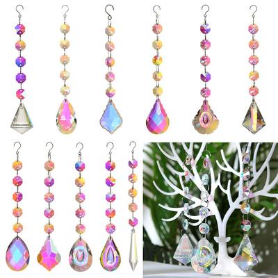Ornamente Margele de Cristal Pandantiv Curcubeu Prindător de Soare Candelabru Lanț Agățat Minge Prismă Diamant