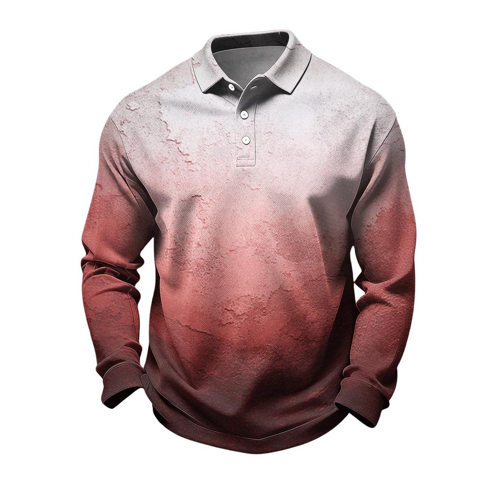 Men's Casual Long Sleeve Quick Dry Mesh Golf Shirt with Halloween Print