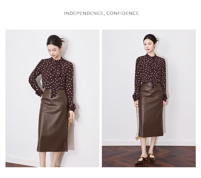 Elegant French Polka Dot Chiffon Bow Shirt - Early Spring Style