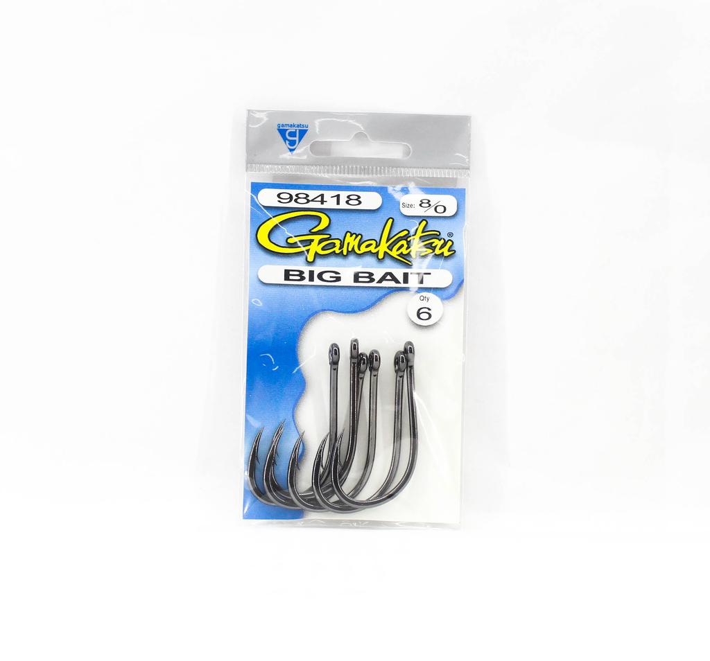 Gamakatsu 98418 Big Bait Hook NSB Size 8/0, 6 Per Pack (9274)