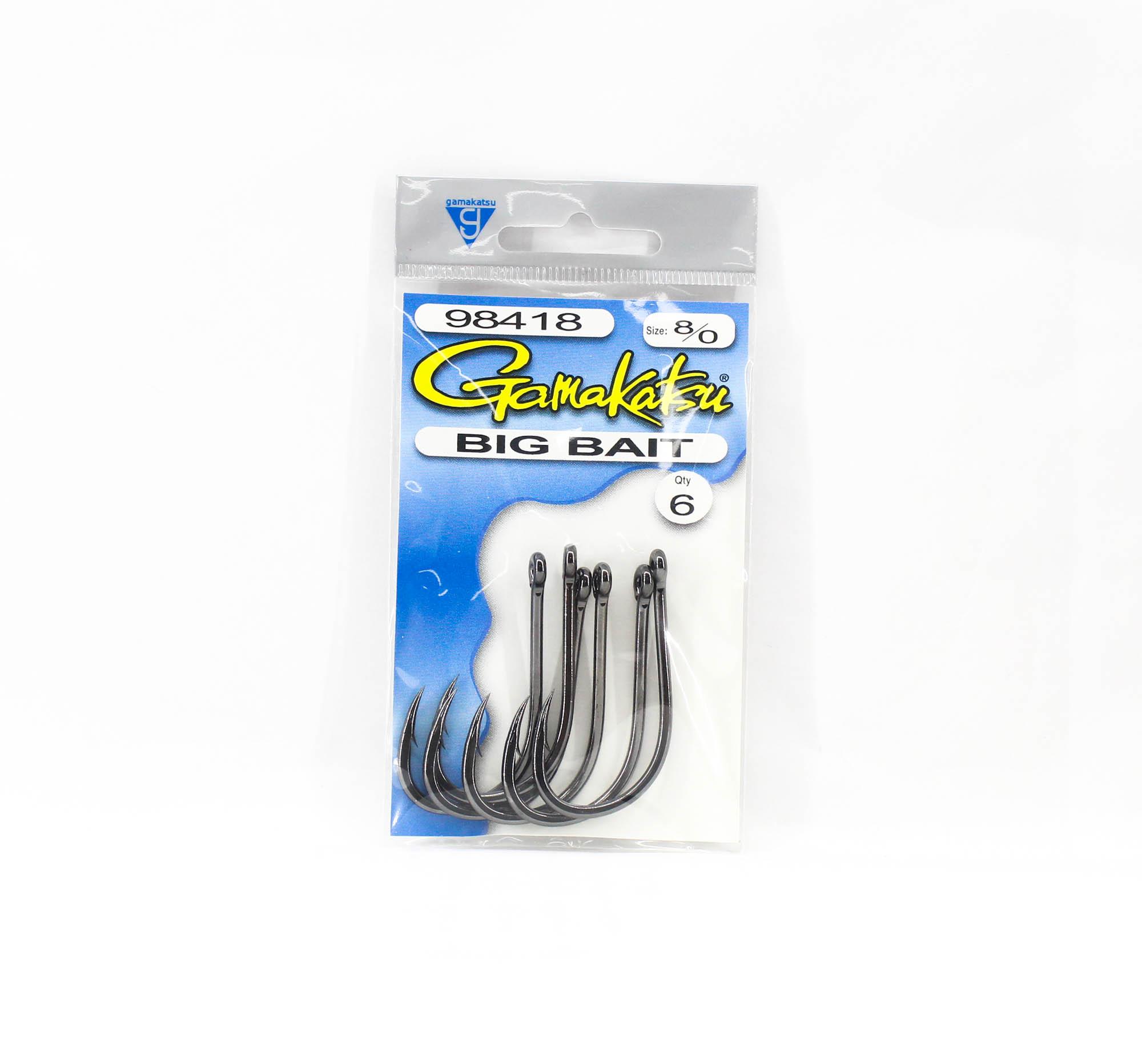 Gamakatsu 98418 Big Bait Hook NSB Size 8/0, 6 Per Pack (9274)