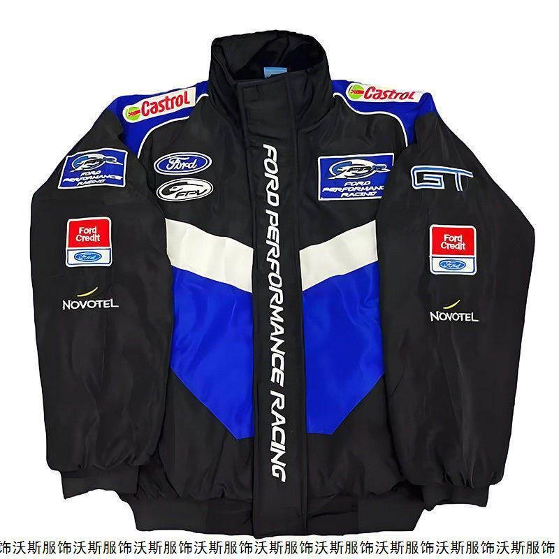 Men Women Motorcycle Riding Jacket Vintage Embroidered Biker Windbreaker Casual Outerwear