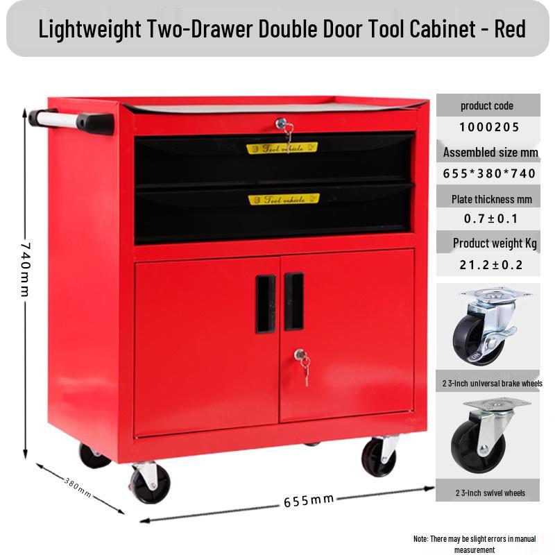 Mobile Locking Tool Trolley Cabinet with Pegboard and Drawers for Workshop Maintenance