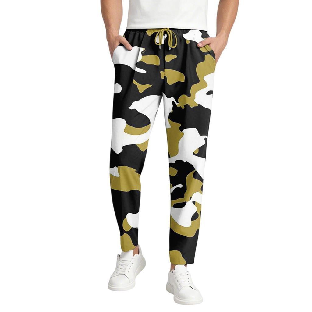 Herren Casual Camouflage Lange Hose, Elastischer Bund mit Kordelzug, Leicht und Slim Fit, Mit Taschen, Bequem und Atmungsaktiv