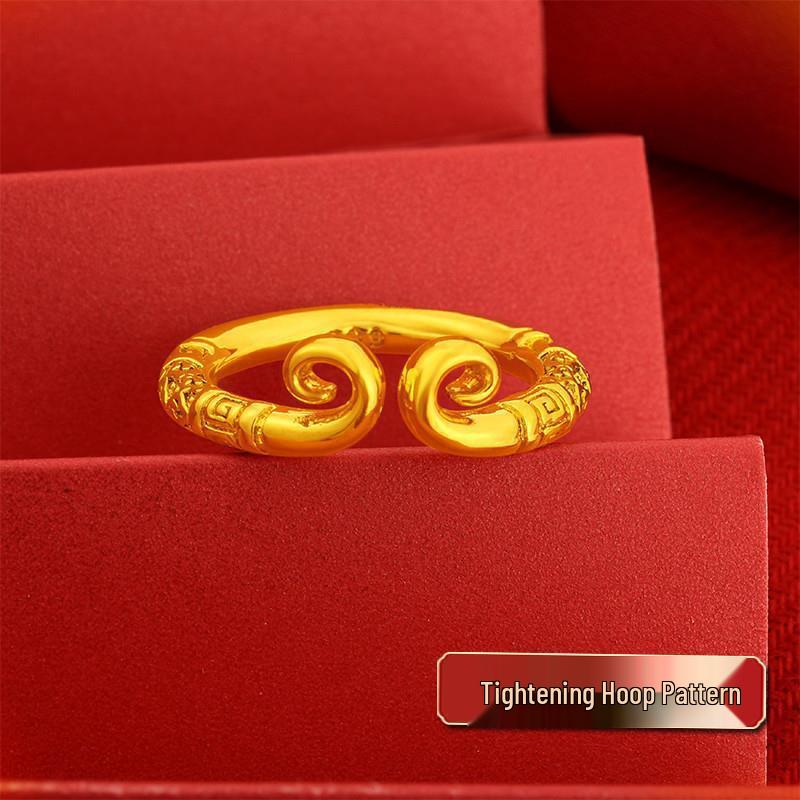 Gold Plated Peony Bow Ring for Women - Matte Brass Band Jewelry